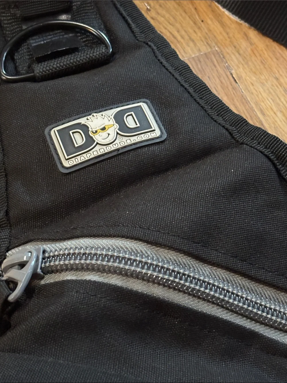 Diaper Dude Black Men's Crossbody Diaper Bag with Multiple Zippered Pockets